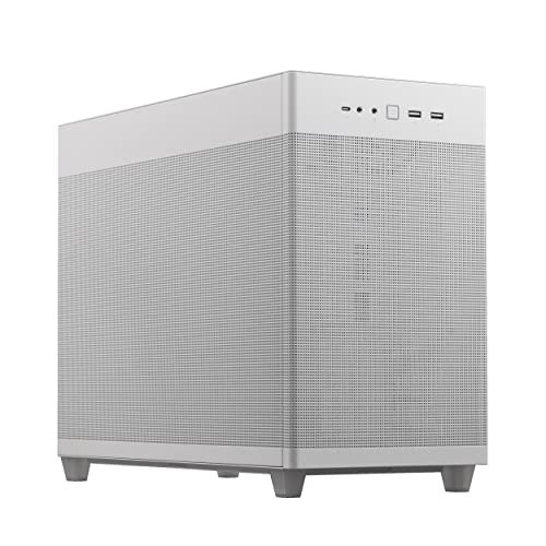 ASUS Prime AP201 33-Liter MicroATX White case with Tool-Free Side Panels and a Quasi-Filter mesh, with Support for 360 mm Coolers, Graphics Cards up to 338 mm Long, and Standard ATX PSUs