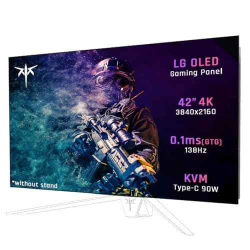 KTC 42 Inch 4K OLED Gaming Monitor, 3840x2160 UHD White Monitor, 138Hz, 0.1ms(GTG), DP1.4, HDMI2.1, USB3.0, 90W USB Type-C Reverse Charging, 2 * 8W Built-in Speakers, HDR, VESA, G42P5