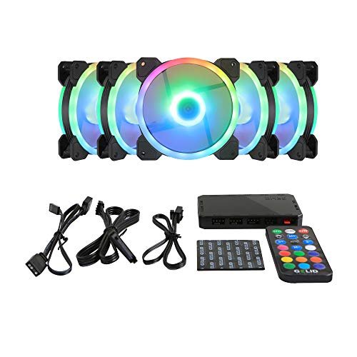 Gelid Solutions AMBER5 Bundle-24 ARGB LEDs-5xStella Fan and Amber5 ARGB Controller Included-Durable Double Ball Bearings-Black