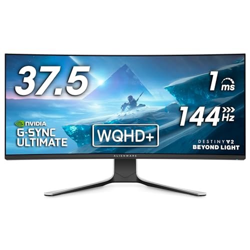 Alienware Ultrawide Curved Gaming Monitor 38 Inch, 144Hz Refresh Rate, 3840 x 1600 WQHD , IPS, NVIDIA G-SYNC Ultimate, 1ms Response Time, 2300R Curvature, VESA Display HDR 600, AW3821DW - White