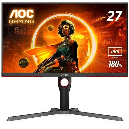 AOC Q27G3XMN 27" QHD 2560x1440 Gaming Monitor with Mini-LED Backlight, 180Hz 1ms, Adaptive-Sync, VESA DisplayHDR 1000, Height Adjustable, 3-Year Zero-Bright-dot