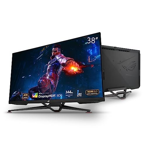 ASUS ROG Swift 38” 4K HDMI 2.1 HDR DSC Gaming Monitor (PG38UQ) - UHD (3840 x 2160), 144Hz, 1ms, Fast IPS, G-SYNC Compatible, Speakers, FreeSync Premium Pro, DisplayPort, DisplayHDR600, 98% DCI-P3