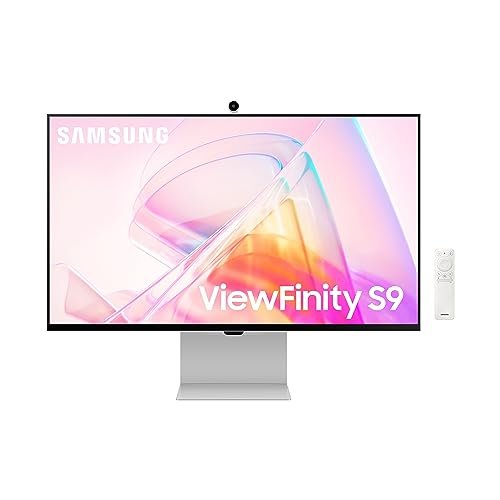 SAMSUNG 27" ViewFinity S9 Series 5K Computer Monitor, Thunderbolt 4, DisplayPort, Matte Display, 4K Slimfit-Camera, Slim Metal Design, AirPlay, Smart-TV Apps, Gaming Hub, LS27C900PANXZA, 2023