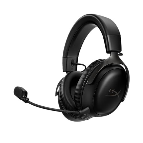 HyperX Cloud III Wireless – Gaming Headset for PC, PS5, PS4, up to 120-hour Battery, 2.4GHz Wireless, 53mm Angled Drivers, Memory Foam, Durable Frame, 10mm Microphone, Black