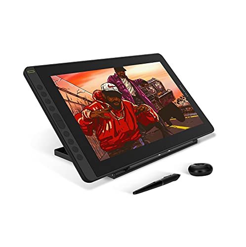 HUION KAMVAS 16 Graphics Drawing Tablet with Screen Full-Laminated Graphic Monitor with Battery-Free Stylus Tilt 10 Hot Keys Adjustable Stand, 15.6inch Pen Display for PC/Mac/Android/Linux, Black