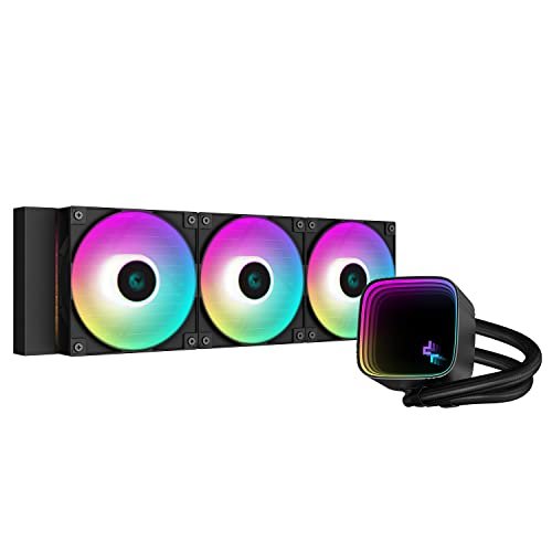 DeepCool LS720 SE Liquid Cooler 360mm 4th Gen Dual-Chamber Pump 3100RPM 300w TDP AIO Cooler Anti-Leak Tech 5v-3pin ARGB Fans CPU Water Cooler Infinity Mirror Block for AMD AM4/AM5 LGA 1700/1200