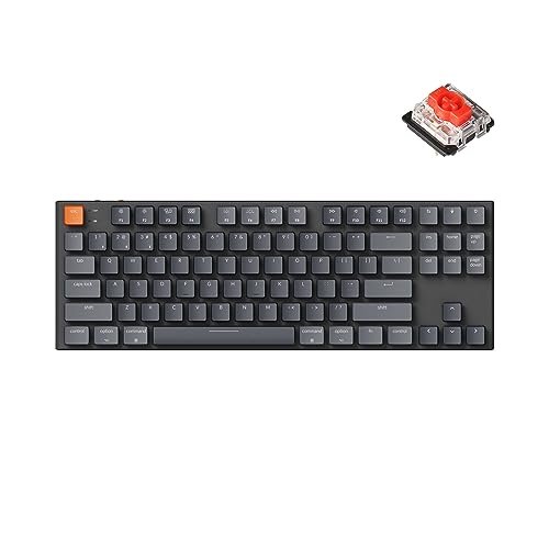 Keychron K1 Wireless Mechanical Keyboard, Tenkeyless Layout Ultra-Slim Bluetooth/Wired RGB Backlit 87 Keys with Gateron Low-Profile Red Switch Compatible with Mac Windows - Version 5