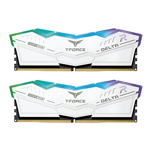 TEAMGROUP T-Force Delta RGB DDR5 Ram 32GB (2x16GB) 6000MHz PC5-48000 CL30 Intel XMP 3.0 & AMD Expo Compatible Desktop Memory Module Ram White - FF4D532G6000HC30DC01