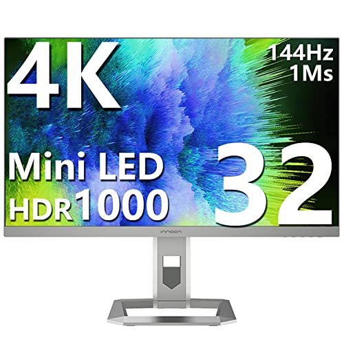INNOCN 32" Mini LED 4K UHD 3840 x 2160 Computer Gaming Monitor 144Hz 1ms IPS HDR1000 HDMI 2.1 Monitor, 99% DCI-P3, USB Type-C Connectivity, Pivot/Height Adjustable Stand - 32M2V