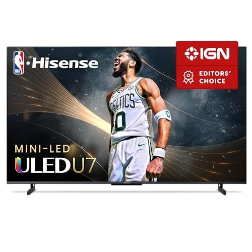 Hisense 55-Inch Class U7 Series Mini-LED ULED 4K UHD Google Smart TV (55U7K, 2023 Model) - QLED, Native 144Hz, 1000-Nit, Dolby Vision IQ, Full Array Local Dimming, Game Mode Pro, Alexa Compatibility