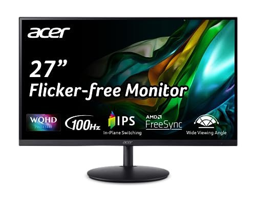 Acer SH272U Ebmiphux 27" WQHD 2560 x 1440 Home Office Ultra-Thin Monitor AMD FreeSync 1ms VRB 100Hz Zero Frame Height Adjustable Stand with Swivel & Tilt (USB Type-C & HDMI 1.4 Ports)