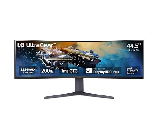 LG 45GR65DC-B 45" Ultragear™ QHD 1ms 200Hz Curved Gaming Monitor with VESA DisplayHDR™ 600 (DisplayPort,HDMI), Black