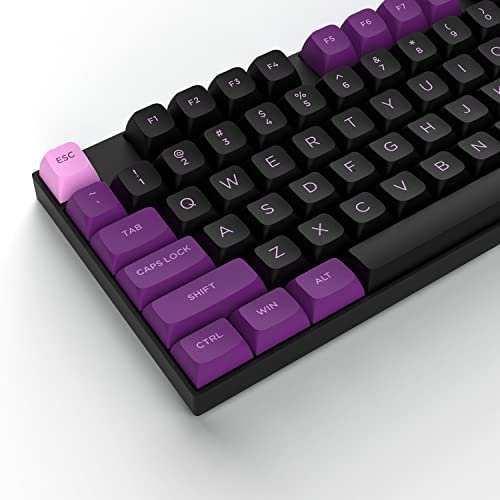 dagaladoo 189 Keys Double Shot Keycaps, PBT Custom Keyboard Keycaps Full Set, XVX Profile Keycaps for 60% 65% 70% 100% Cherry Gateron MX Switches Mechanical Keyboard, Black/Purple