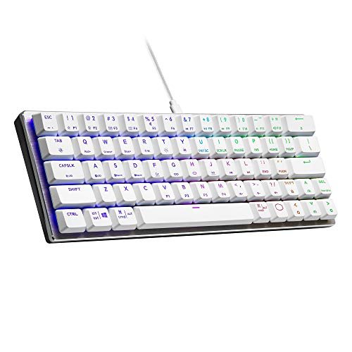 Cooler Master SK620 60% Silver/White Mechanical Low Profile Gaming Keyboard, Linear Red Switches, Customizable RGB, Ergonomic Design, USB-C Connectivity, Mac/Windows, QWERTY (SK-620-SKTR1-US)