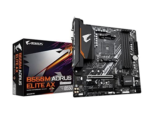GIGABYTE B550M AORUS Elite AX (AM4/ AMD/ B550/ Micro ATX/Single M.2/ SATA 6Gb/s/USB 3.2 Gen 1/ Realtek GbE LAN/PCIe 4.0/ Motherboard)