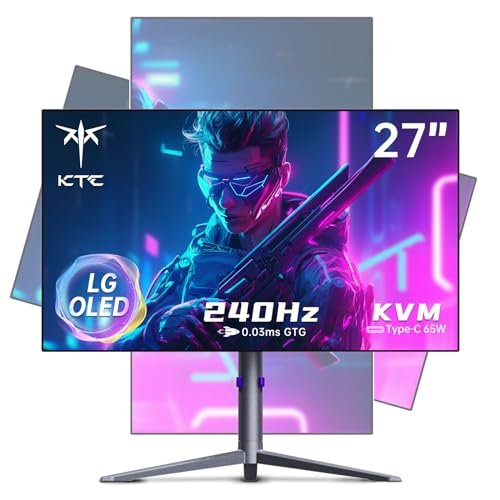 KTC 27 OLED Monitor - 1440p 240hz Monitor 0.03ms GTG, Type-C 65W, Built-in Speakers, 1.5M:1 Contrast Ratio, 136% sRGB, DisplayPort1.4, HDMI2.0,USB-C 3.0, Vesa, PC Monitor for Gaming Movie Office