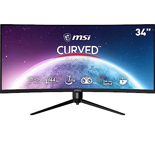 MSI MAG342CQPV, 34" Gaming Monitor, 3440 x 1440 (UWQHD), VA, 100Hz, FreeSync, HDR Ready HDMI, Displayport, Tilt, Swivel, Height Adjustable,Pivot