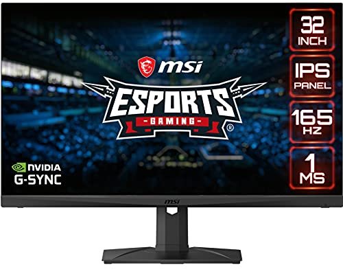 MSI MAG321QR, 32" Gaming Monitor, 2560 x 1440 (QHD), IPS, 1ms, 165Hz, G-Sync Compatible, HDR 400, HDMI, Displayport, USB Type-C, Tilt, Swivel, Height Adjustable