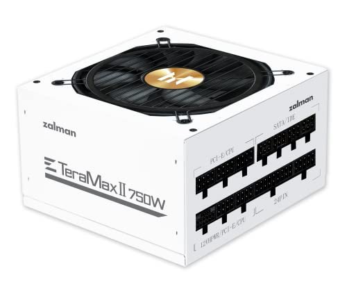 Zalman TeraMax II 750W 80+ Gold Certified Power Supply - ATX 3.0 / PCI-E 5.0 - Fully Modular PSU - Ultra Quiet 120mm FDB Fan - 105°C Japanese Capacitors - SLI & AMD Crossfire Supported, White
