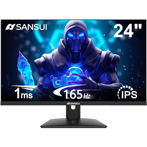 SANSUI 24 Inch Gaming Monitor 165Hz, DP x1 HDMI x2 Ports IPS FHD Computer Monitor, Racing FPS RTS Gaming Modes, 1ms Response Time 110% sRGB VESA Mount Frameless (ES-G24X5 HDMI Cable 1.5m Included)