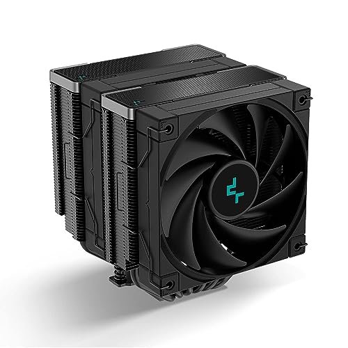 DeepCool AK620 Zero Dark CPU Air Cooler Mighty 260w TDP All-Black 6 Copper Heat Pipes Dual-Tower CPU Cooler with FK120 Fans Each 120mm PWM 1850RPM 68.99CFM for Intel LGA 1700/1200/1151 AMD AM5/AM4
