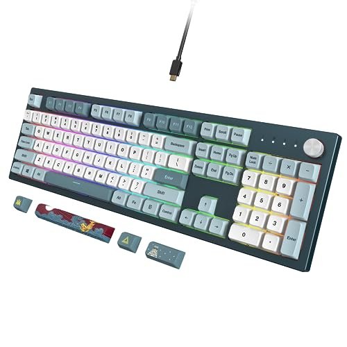 Montech MKey Mechanical Gaming Keyboard: Customizable RGB LED, Premium MDA Profile PBT Keycap, Hot-Swappable, Gateron G Brown Pro 2.0 Pre-lubed Switches, Osaka Castle Theme, Freedom (MK105FB)