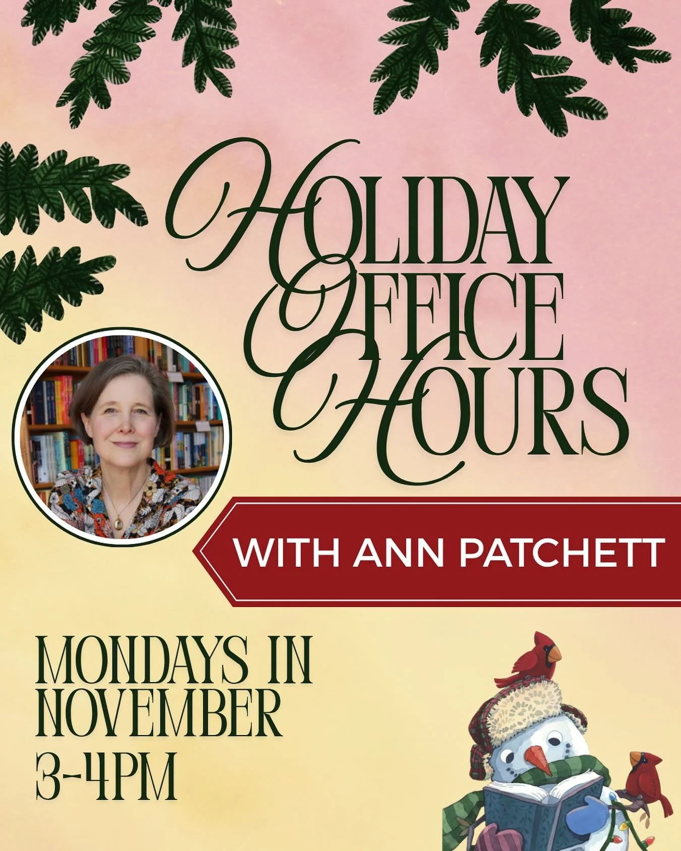 When we say it&rsquo;s a BIG week of announcements here at Parnassus, we&rsquo;re not kidding, so keep an eye out for some very exciting updates. To get things rolling, we&rsquo;re announcing Ann&rsquo;s holiday office hours! Every Monday in November