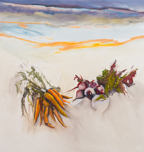 Mela’s Carrots & Beets , 54 x 53 inches, Oil on canvas