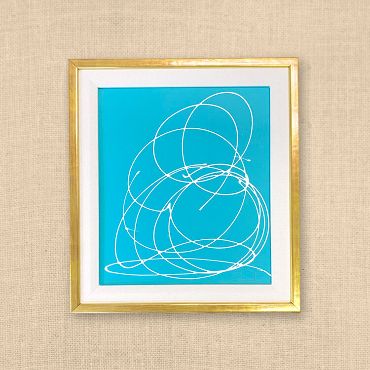 WHITE BRAINSTORM ON TURQUOISE #1 14x16