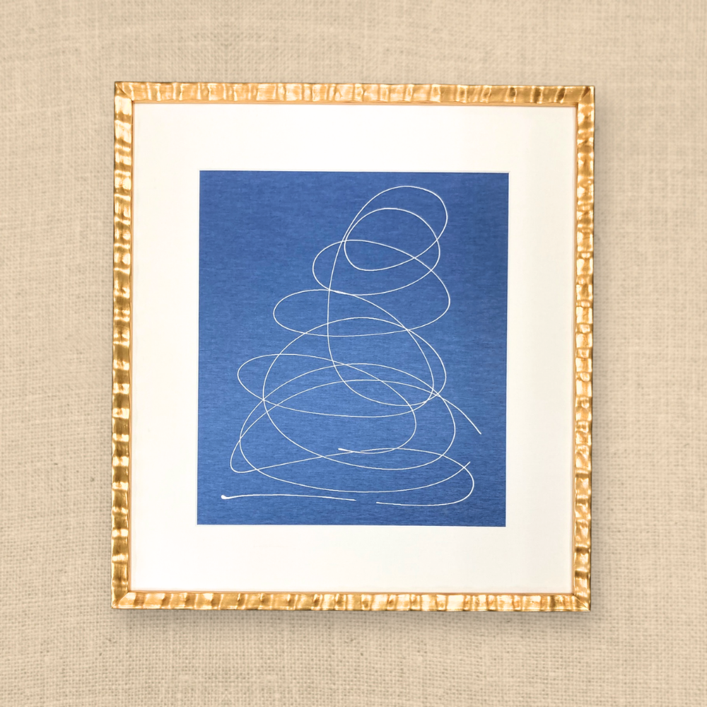 BRAINSTORM ON BLUE SILK 21X23