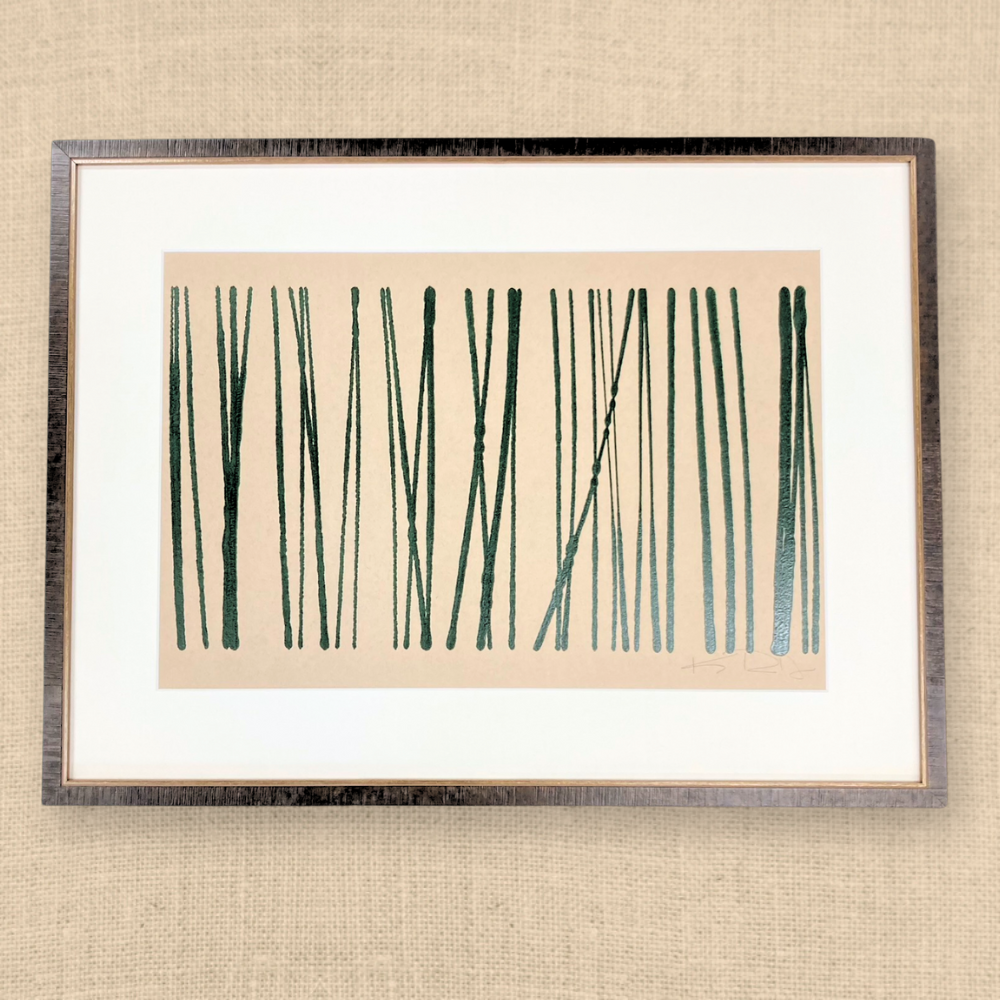 PATHS IN GREEN ON TAN 22.5X30