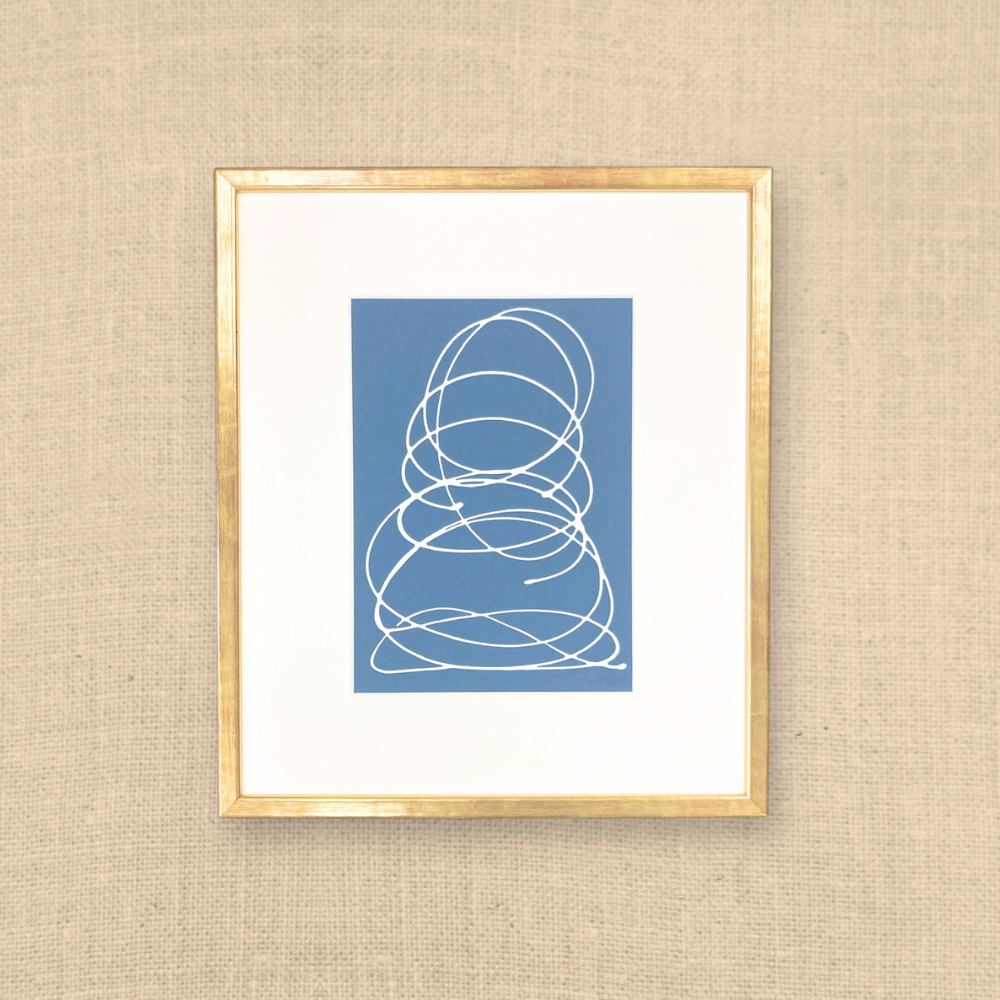 BRAINSTORM IN WHITE ON DUSTY BLUE 14.5X17.5