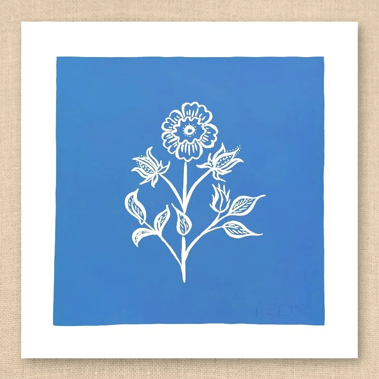 Blue Bengal Botanical No. 5 - 20x20