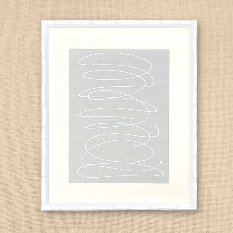 MOTION IN WHITE ON GRAY SILK 18X25