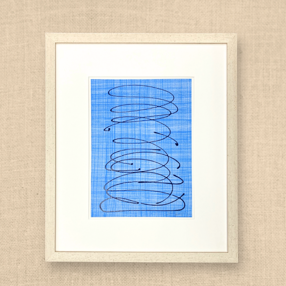 MOTION IN NAVY ON TEXTURED BLUE 21x25