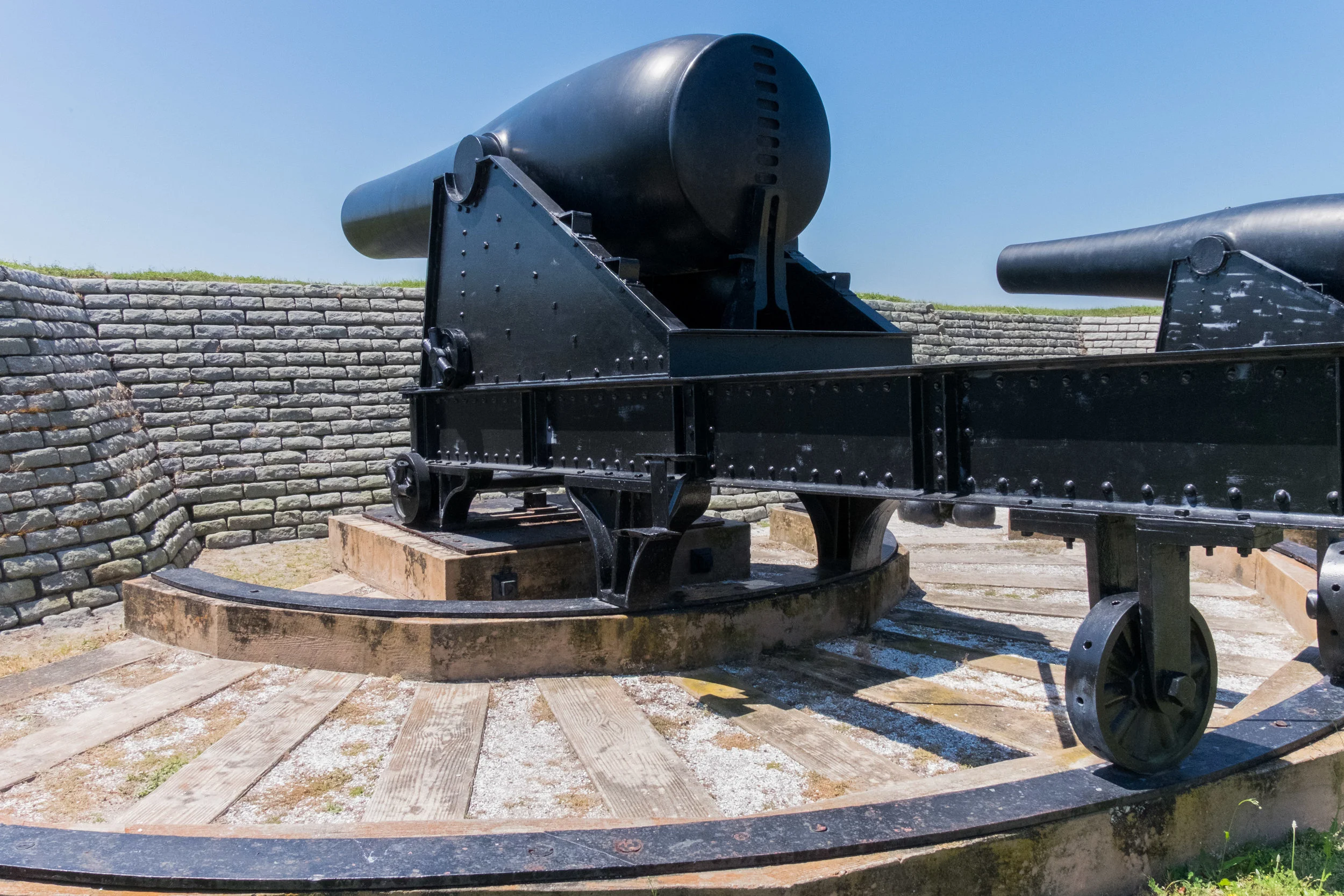 Fort Moultrie in part of the Fort Sumter National Monument in Charlestown, SC. This fort was where South Carolina gets the nickname Palmetto State. This fort is the only place to follow the entire history of seacoast defense can be traced starting in 1776 until it closed in 1947.