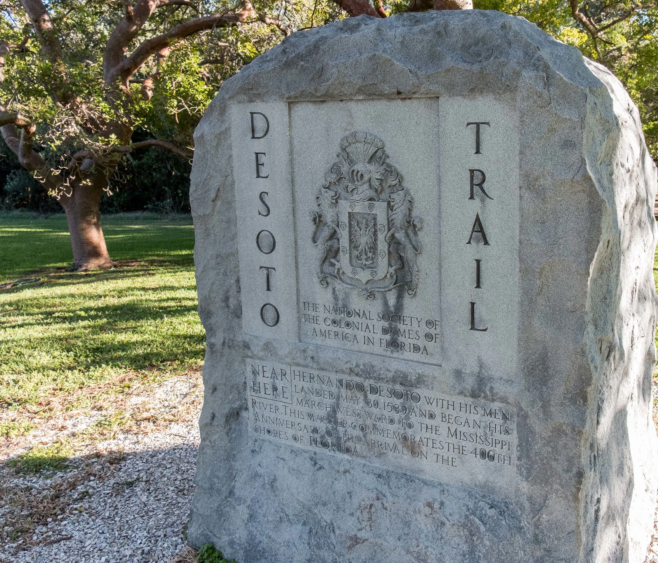 Here is another Florida stone this one to honor a Spanish explorer, De Soto. 