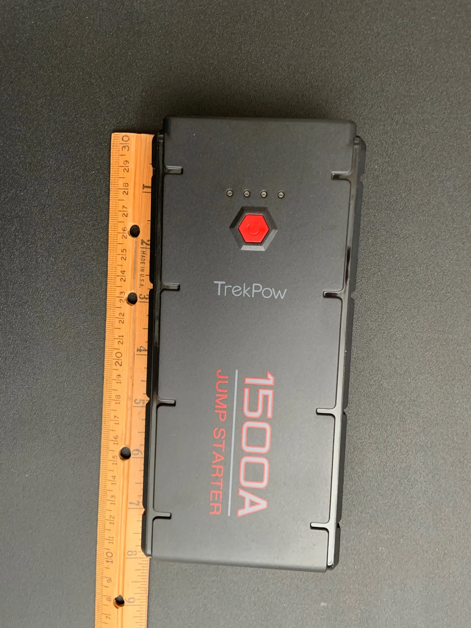 less than 8 inches long and about 1 inch thick, easy to store and I imagine easy to use.