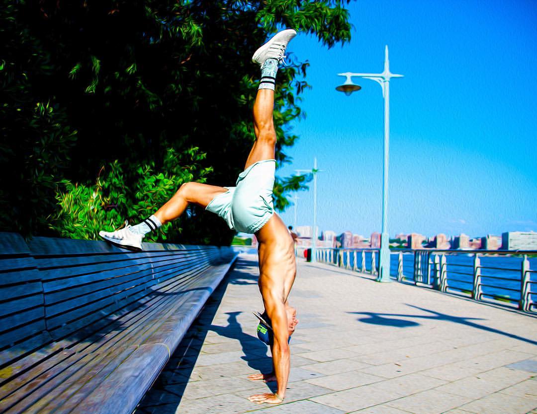 Mantas here…shirtless and inverted. #YOGA