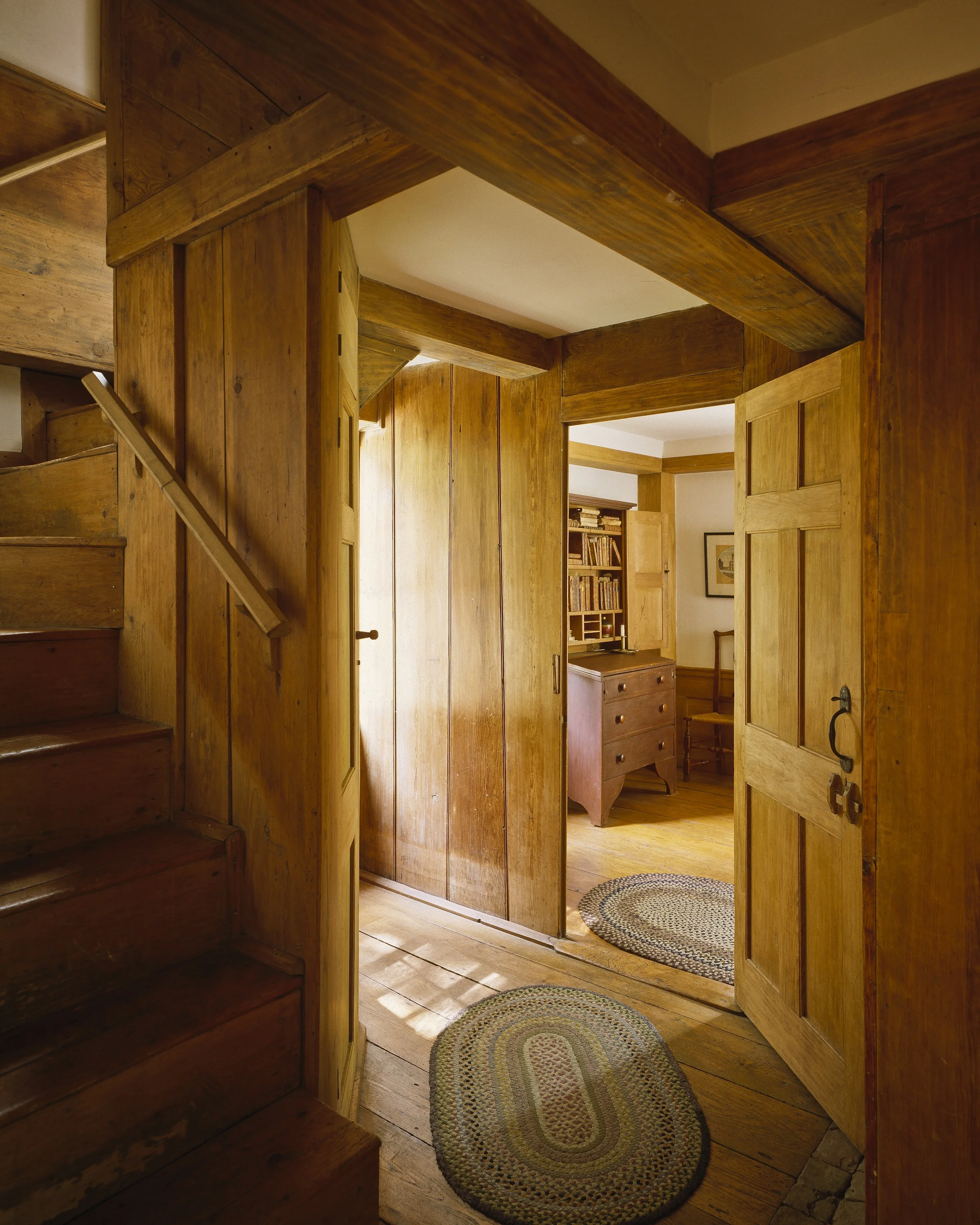 Jonathan Fisher's skill and taste are evident in the rooms of the home he designed and built himself in Blue Hill, ME.