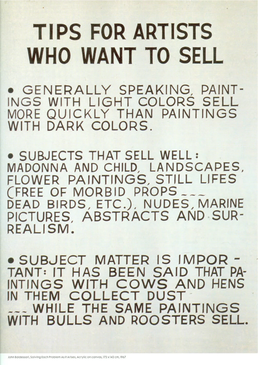 John Baldessari “Solving Each Problem As It Arises” 1967