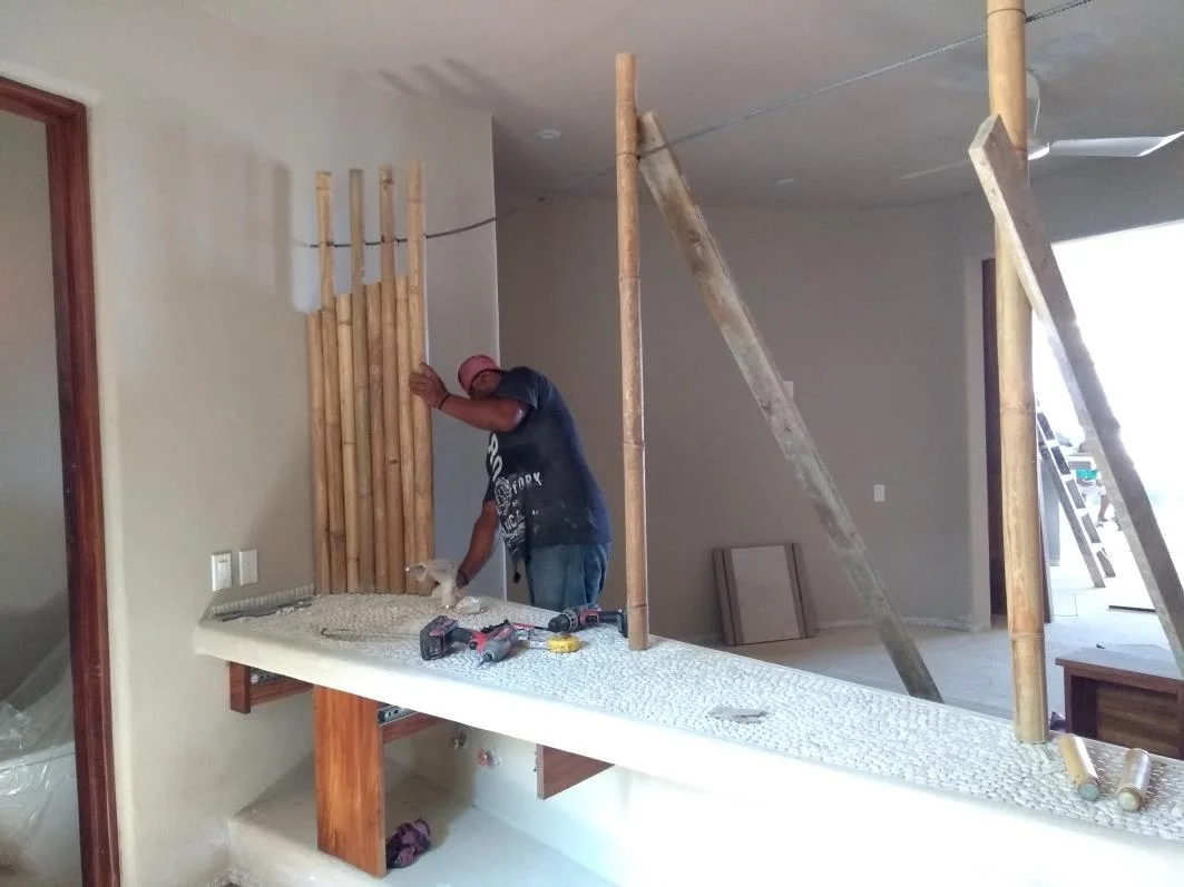 Bamboo wall in bedroom