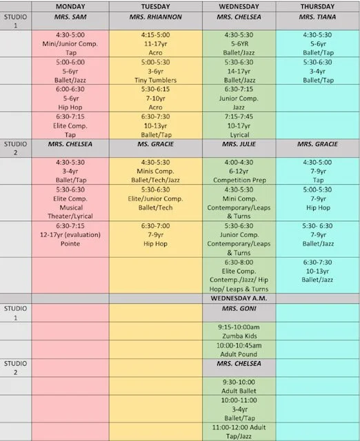 Schedule — Three Little Birds Dance Studio