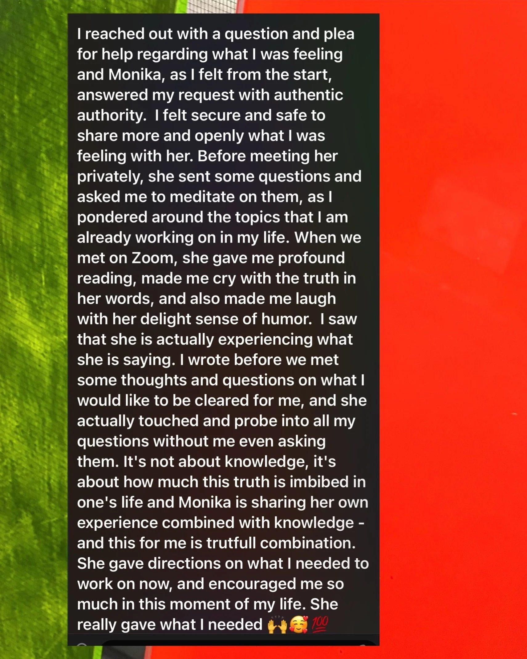 astro-reading: she gave me profound reading, made me cry with the truth in her words, and also made me laugh with her delight sense of humor. -Ella realmente me dio lo que necesitaba-