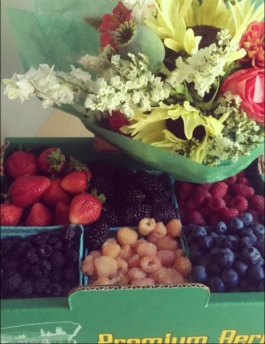 Organic, local, and all the plants have pet names. The raspberries like to be called "Schnookums."