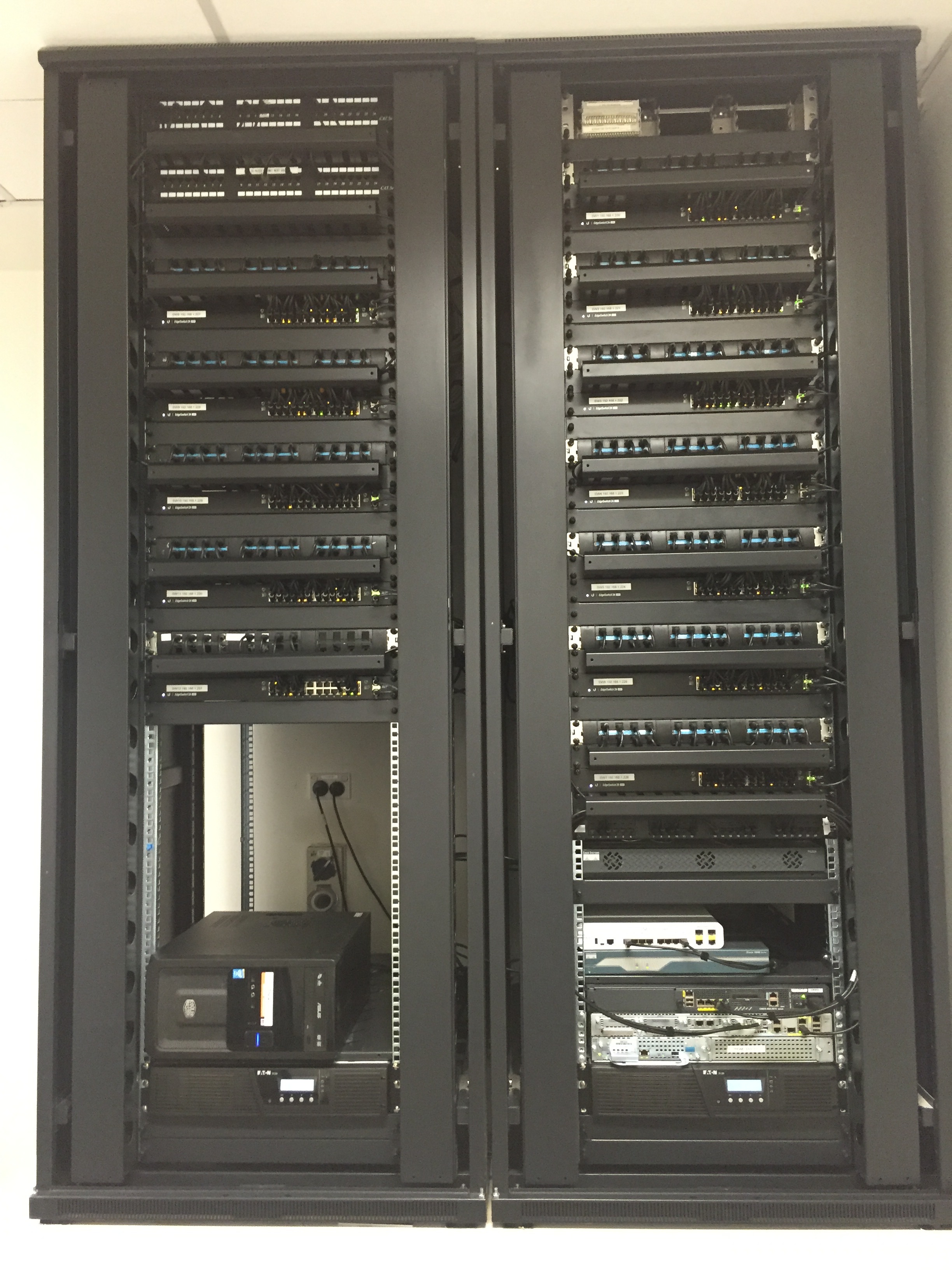 After: All equipment installed in new racks, before patching