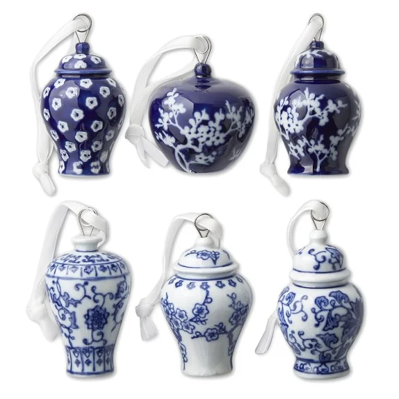 MINI GINGER JAR ORNAMENTS, SET OF 6 - $75 Add a little Class to someone's tree this Holiday Season with these Mini Ginger Jar Ornaments.