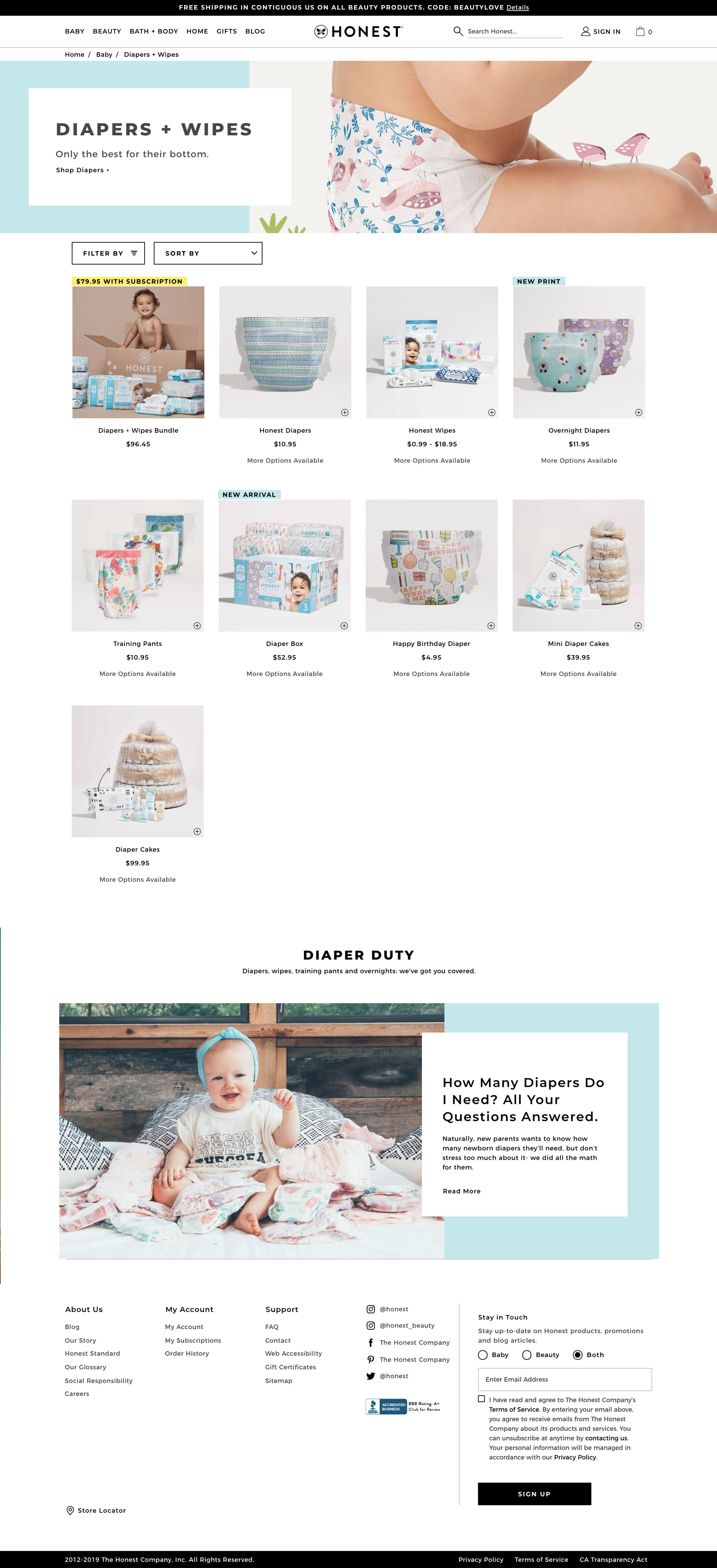 Diapers + Wipes Page