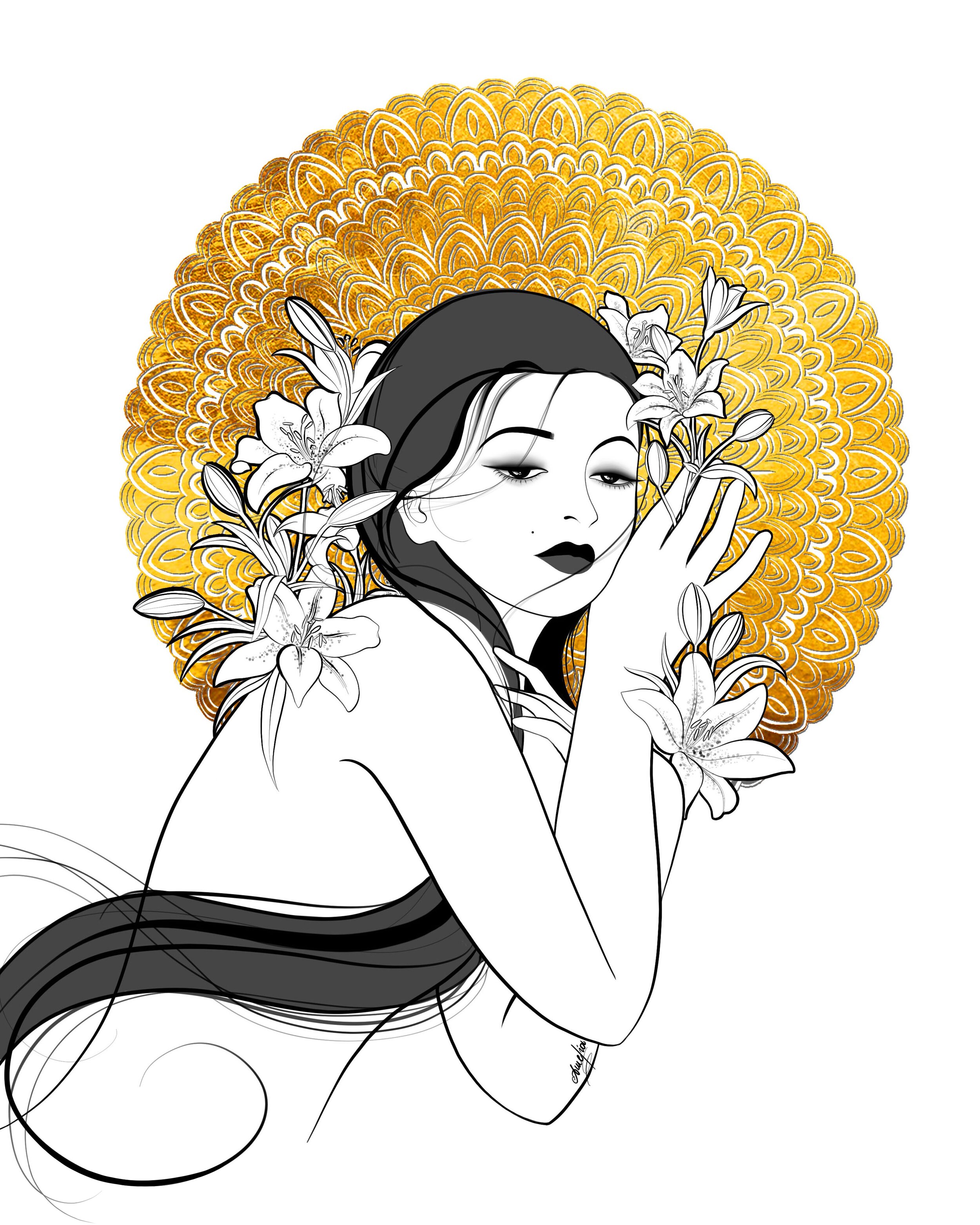 Resting Nude With Lilies