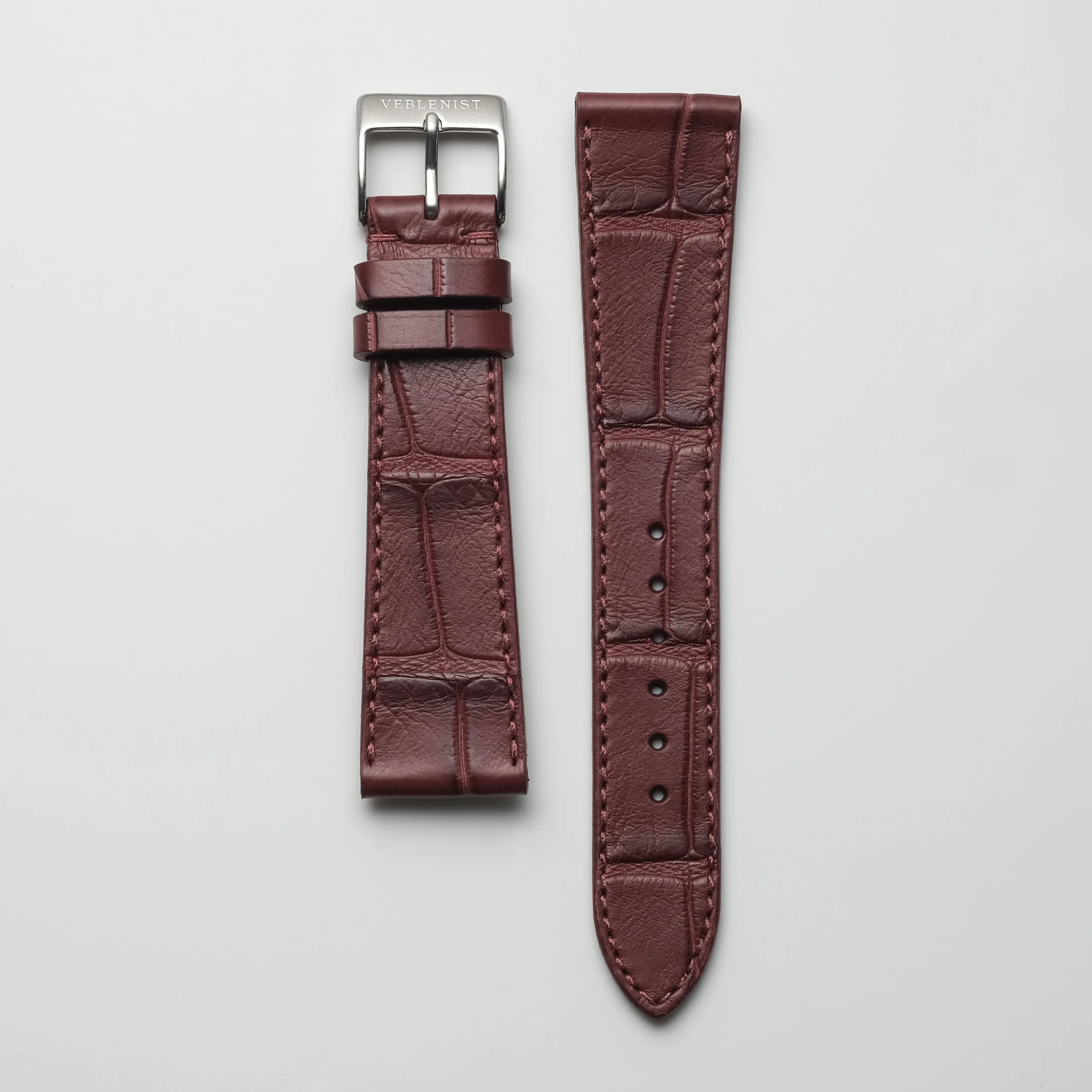 Matte Bordeaux Alligator Watch Strap — VEBLENIST